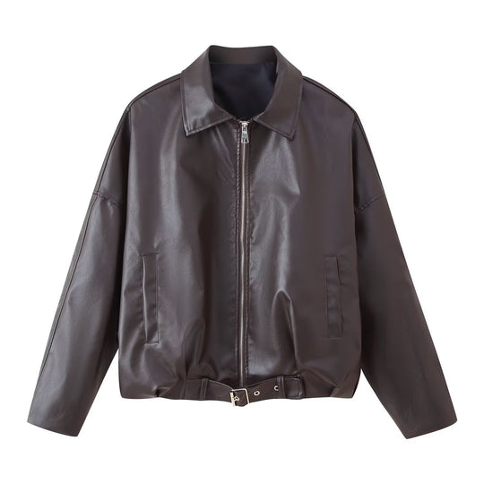 Damen Künstliche jacke mit hohem Kragen und praktischen Taschen EB