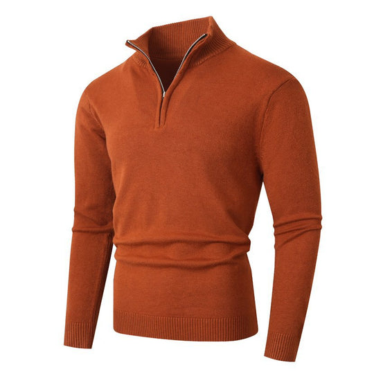 Herren Strickpullover mit modernem Stehkragen und Reißverschluss EB
