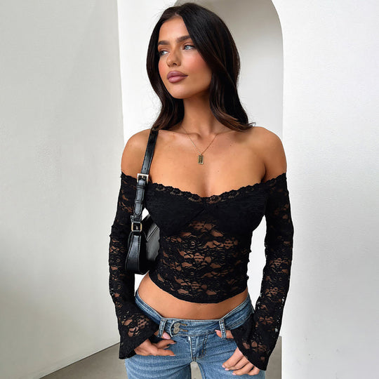 Damen Off-Shoulder Spitzentop EB