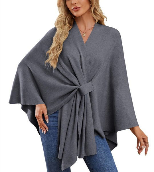 Damen Eleganter Wickelpullover mit asymmetrischem Schnitt EB
