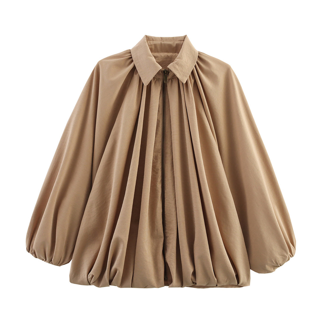 Damen leichtes Oversized-Blusenshirt mit Rüschendesign EB