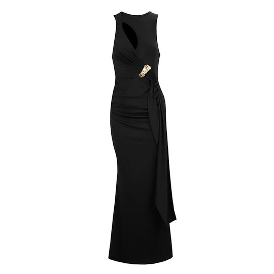 Damen figurbetontes Abendkleid mit asymmetrischem Schnitt und eleganter Drapierung EB