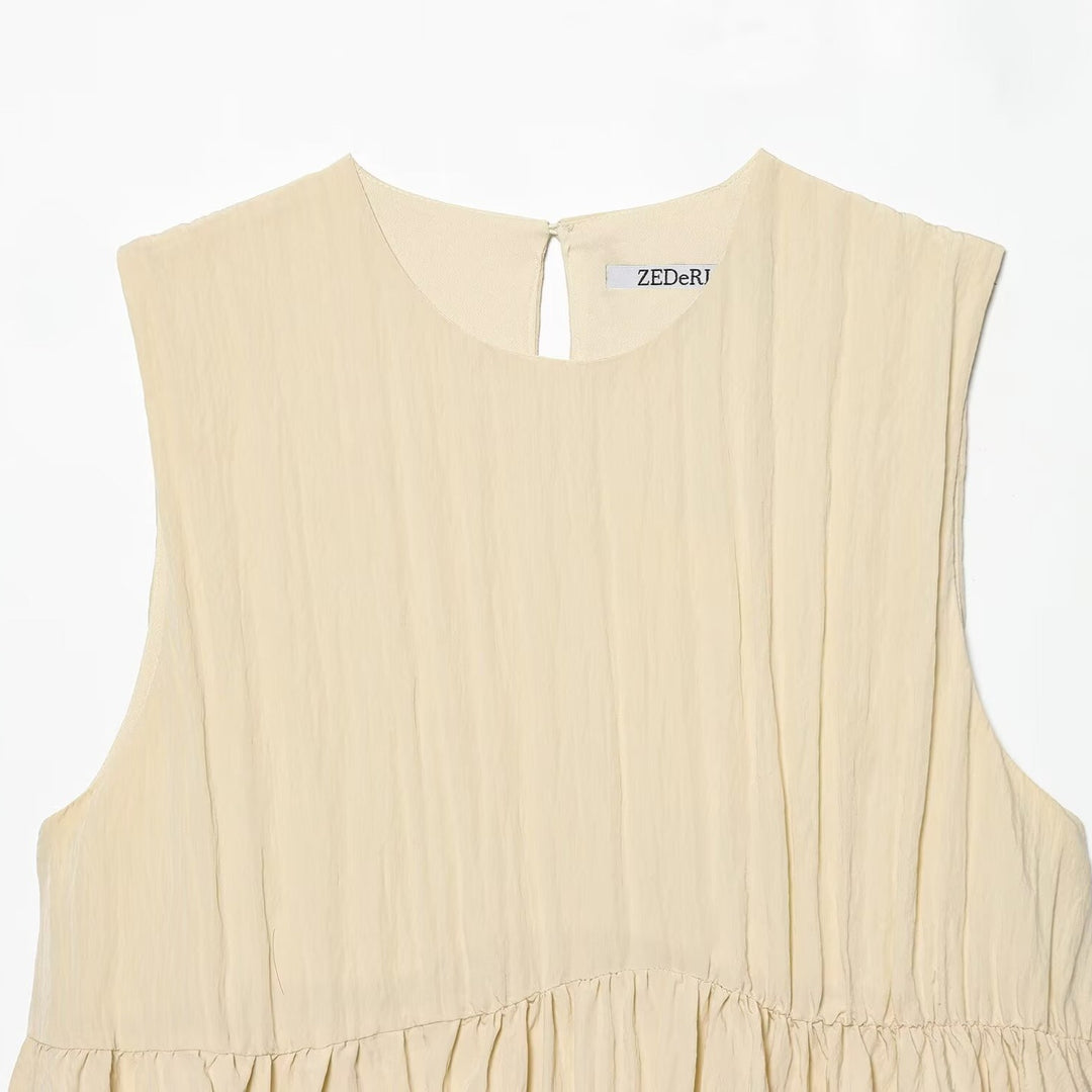 Damen luftiges Maxikleid mit plissierten Details und schmeichelndem Schnitt EB