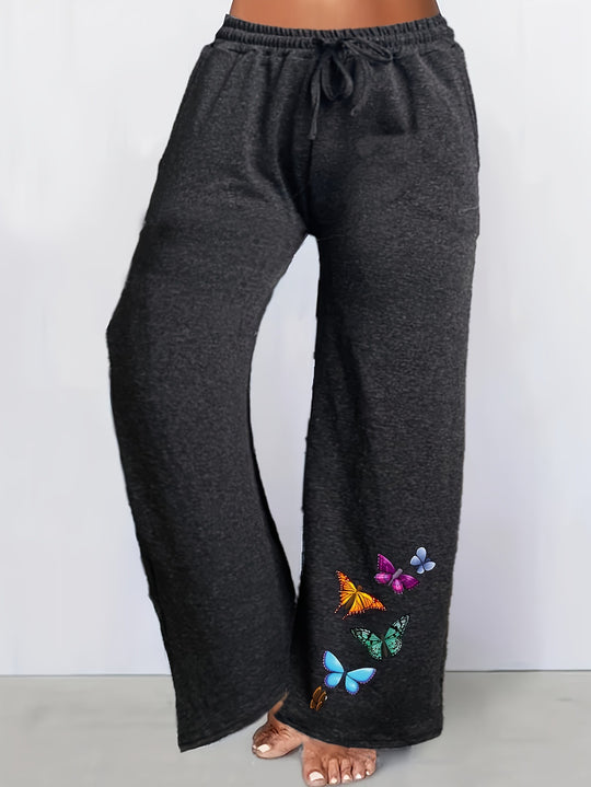 Damen Freizeit-Hose mit buntem Schmetterlings-Motiv EB
