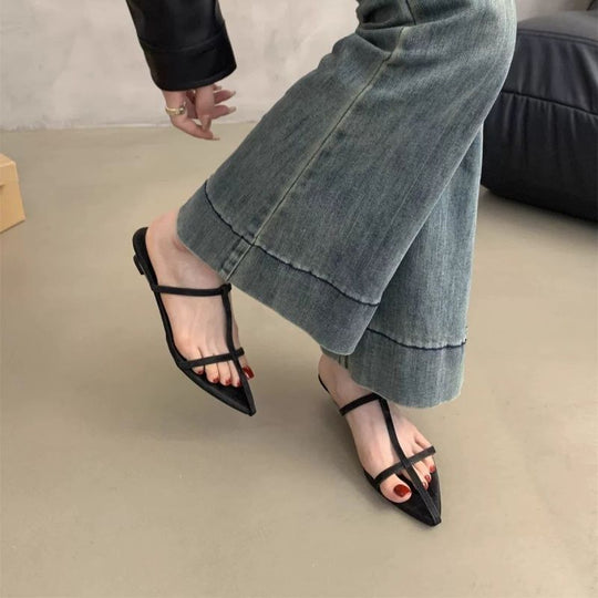 Damen elegante Slingback-Flats mit spitzem Design EB