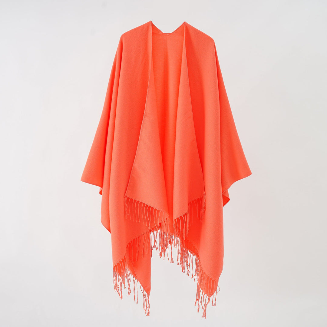 Damen Modischer Fransen-Poncho Aus Weichem Material mit Luxuriösem Fall EB