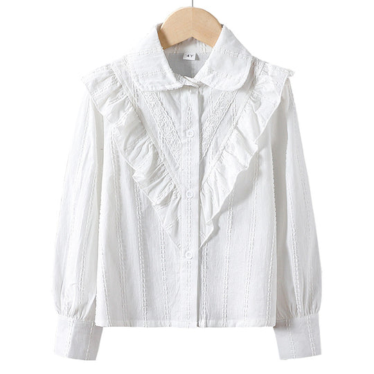 Damen Bluse mit Rüschendetails und feinen Stickereien EB