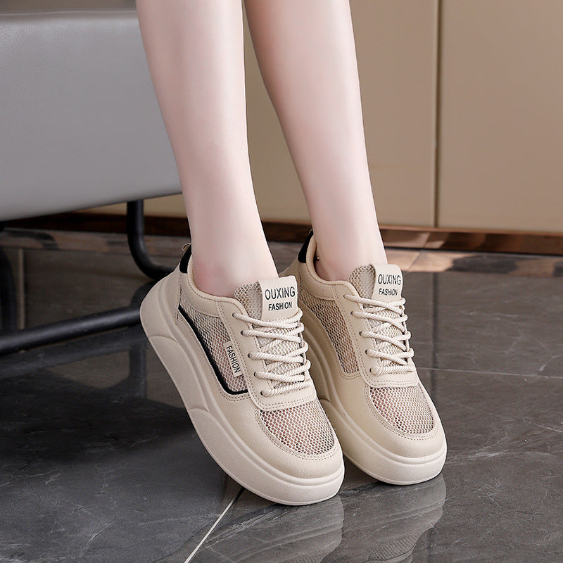 Damen modische Sneakers mit atmungsaktiven Mesh-Einsätzen und hoher Laufsohle EB