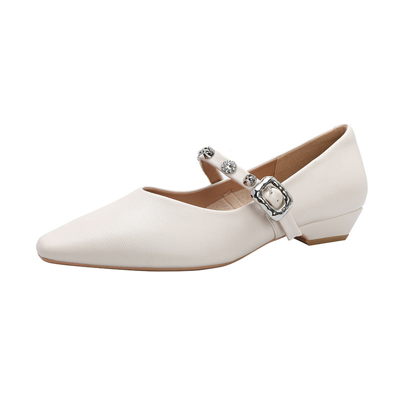 Damen Elegante Ballerinas mit verziertem Riemen EB