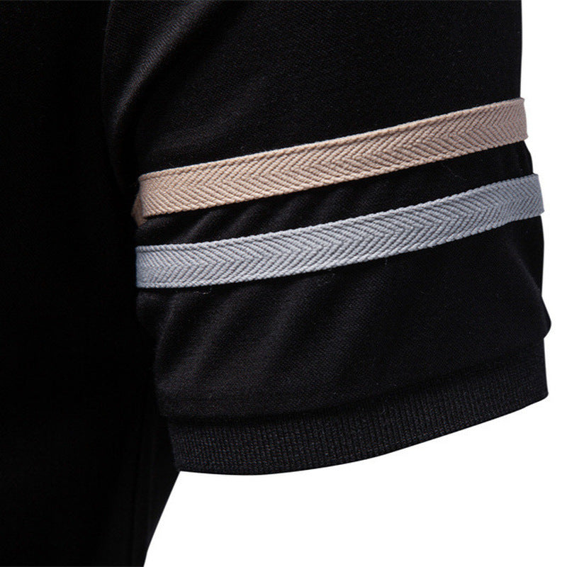 Herren nan atmungsaktives elastisches Poloshirt mit kurzem Reißverschluss und Kontraststreifen an Ärmeln EB