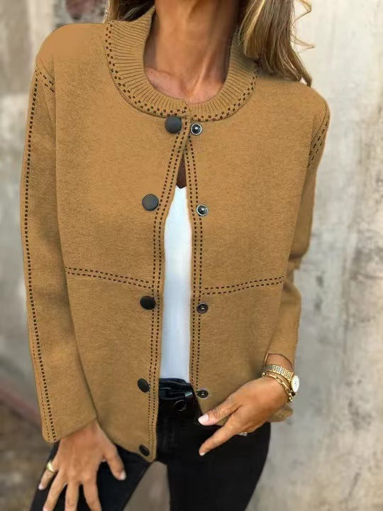 Damen Strickjacke mit Knopfleiste und edler Halslinie EB