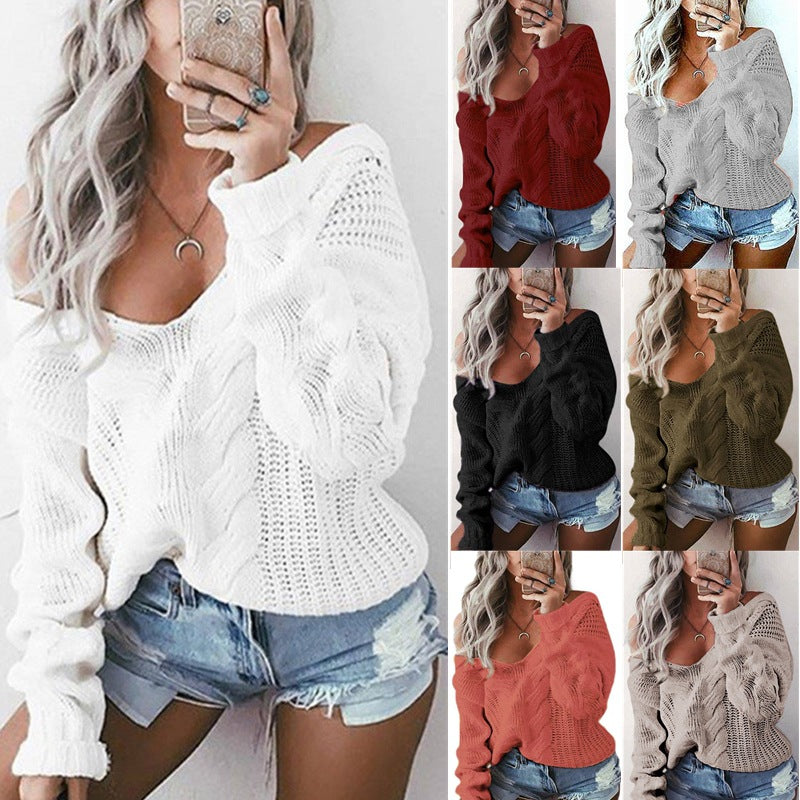 Damen Grob gestrickter Pullover mit luftiger Häkelstruktur EB