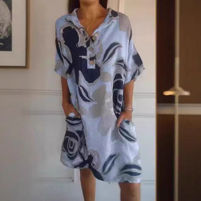 Damen lässiges Kapuzenkleid mit floralem Design EB