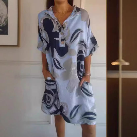 Damen lässiges Kapuzenkleid mit floralem Design EB