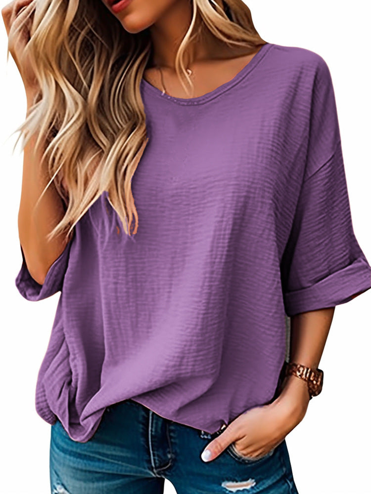 Damen lässiges Oversize-T-Shirt mit strukturiertem Gewebe EB