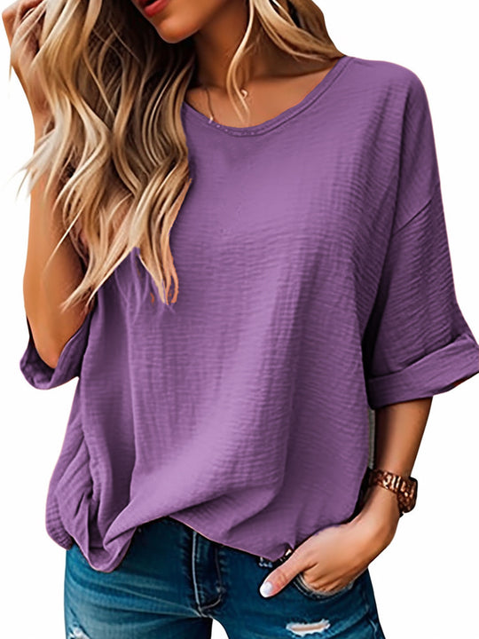 Damen lässiges Oversize-T-Shirt mit strukturiertem Gewebe EB