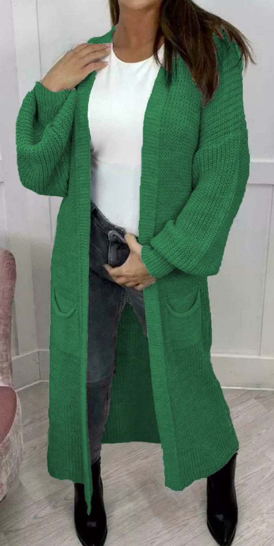 Damen Grobstrick-Cardigan im romantischen Design mit offenen Ärmeln EB