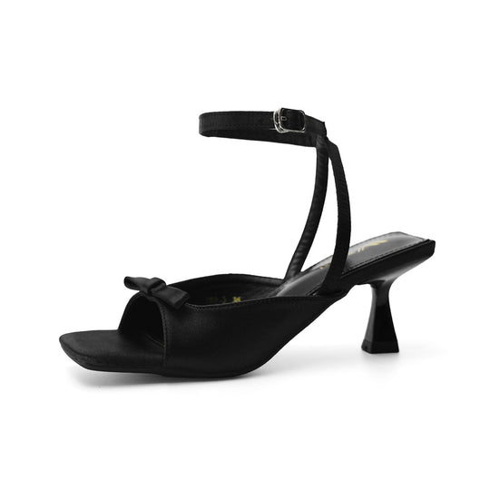Damen Slingback Sandalen mit zartem Schleifenakzent und elegantem Blockabsatz EB