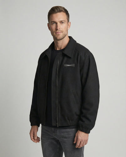 Retro American Style Herren Jacke Khaki mit Schulterpolstern Herbst