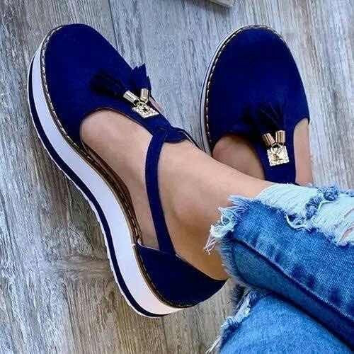 Damen Halbschuhe mit modischen Quasten und rutschfester Sohle EB