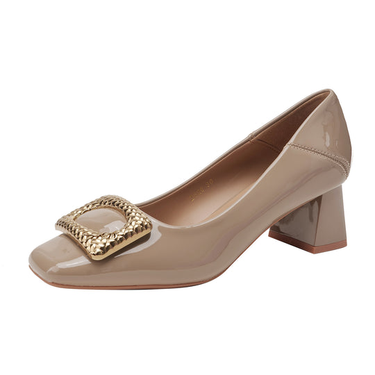 Damen elegante Lackpumps mit dekorativer Schnalle EB