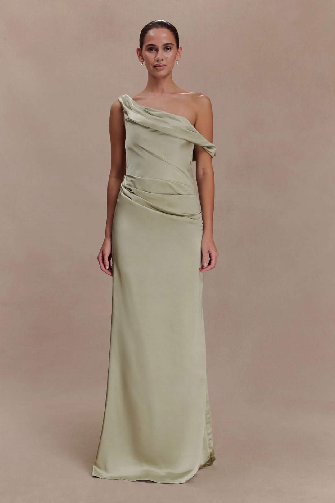 Damen Elegantes asymmetrisches Maxikleid mit raffinierter Drapierung EB