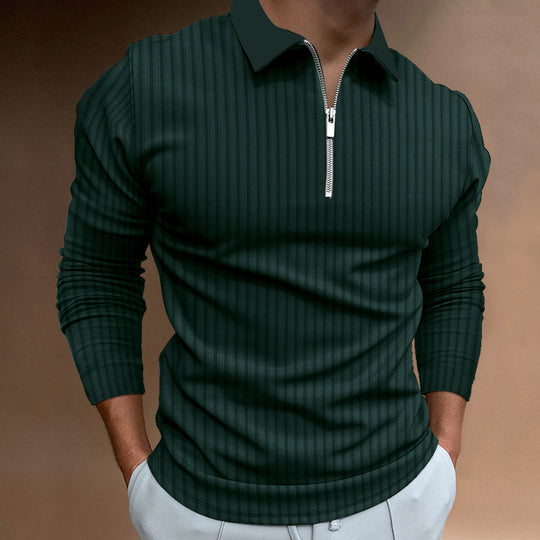 Herren Poloshirt mit elegantem Reißverschluss und strukturiertem Design EB