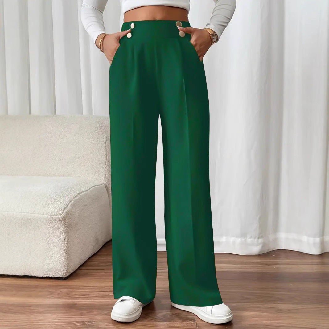 Damen Weit geschnittene Hose mit eleganter Knopfdetail EB