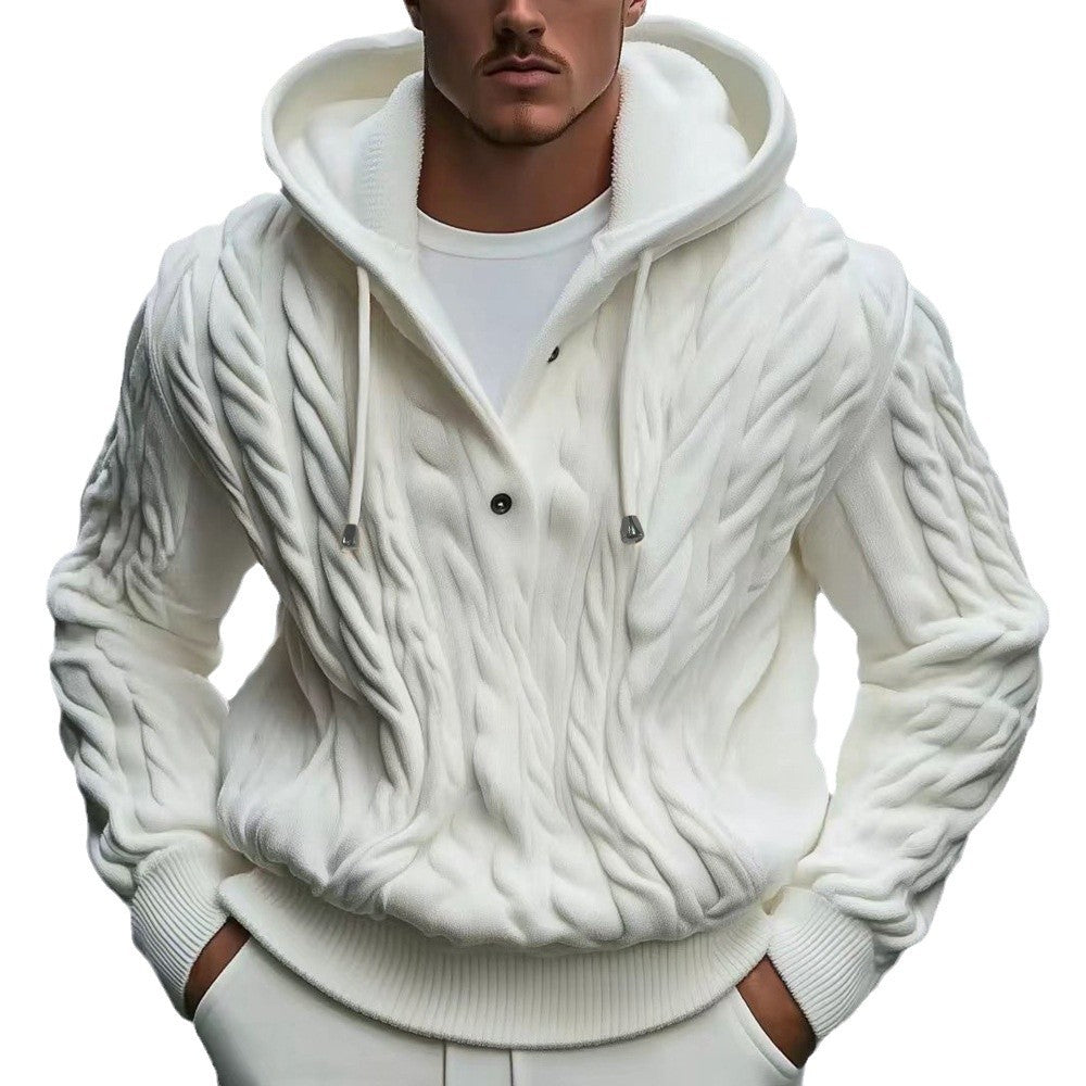Herren gemütlicher Strickpullover mit Kapuze EB