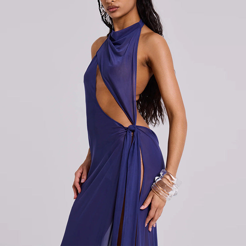 Damen Elegantes Cut-Out Maxikleid EB