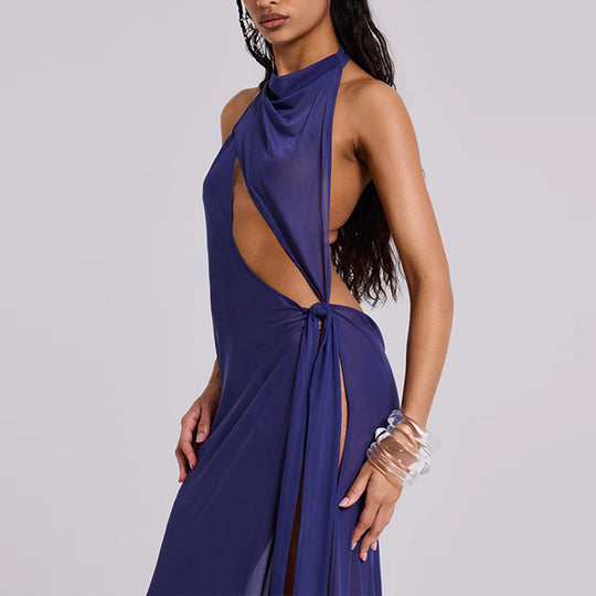 Damen Elegantes Cut-Out Maxikleid EB