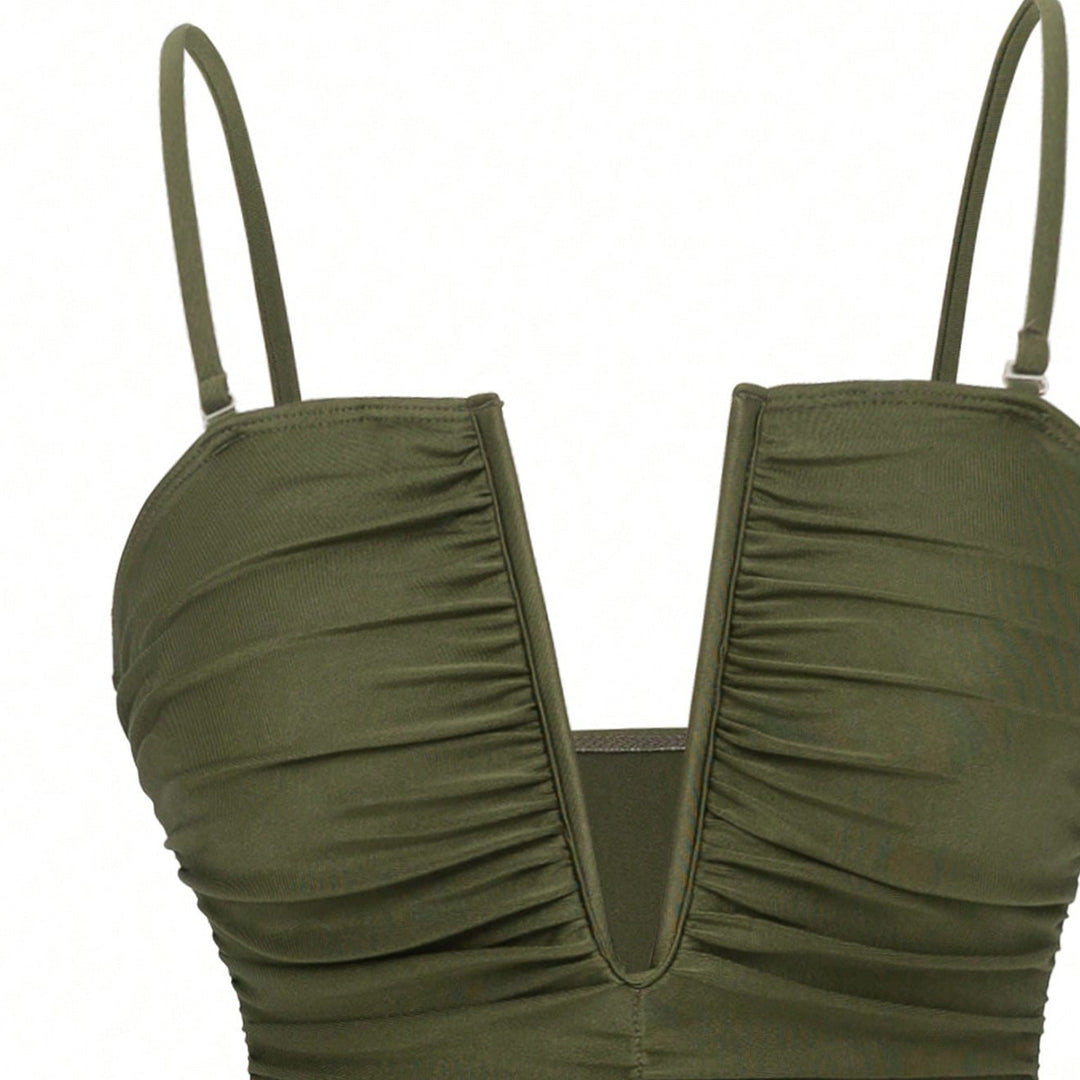 Damen One-Piece Badeanzug mit elegantem Wickelrock EB