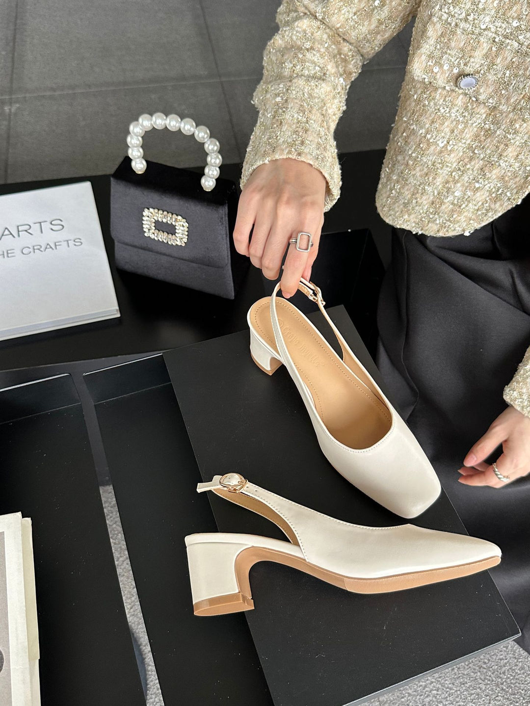 Damen elegante Slingback-Pumps mit modischem Absatz EB