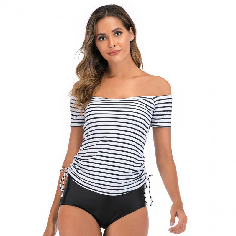 Damen Off-Shoulder Badeoberteil mit hohem Bund EB