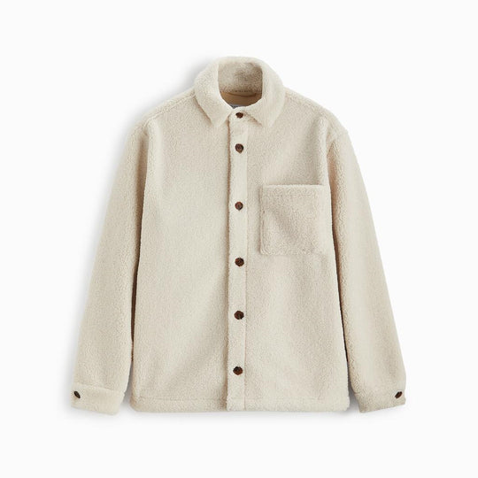 Herren gemütliche Fleece-Hemdjacke mit aufgesetzter Brusttasche Hedi-Mode