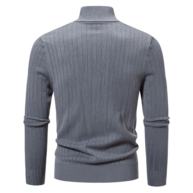 Herren eleganter Feinstrickpullover mit Stehkragen und Reißverschluss EB