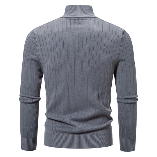 Herren eleganter Feinstrickpullover mit Stehkragen und Reißverschluss EB