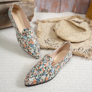 Damen Ballerinas mit eleganter Tweed-Oberfläche EB