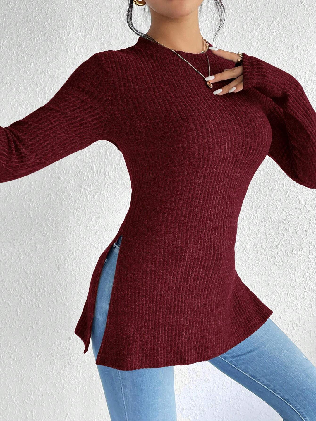 Damen Langärmliges Rippstrickoberteil EB