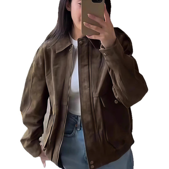 Damen Kunstlederjacke im lässigen Biker-Stil mit dezenten Ziernähten EB