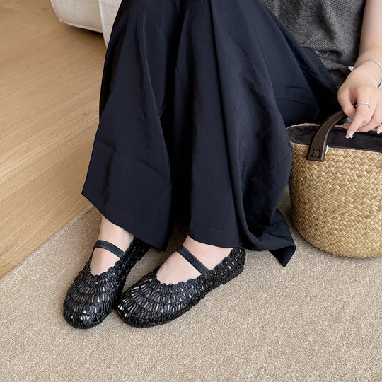 Damen Elegante Ballerinas mit modischer Riemchenbindung und weichem Stoff EB