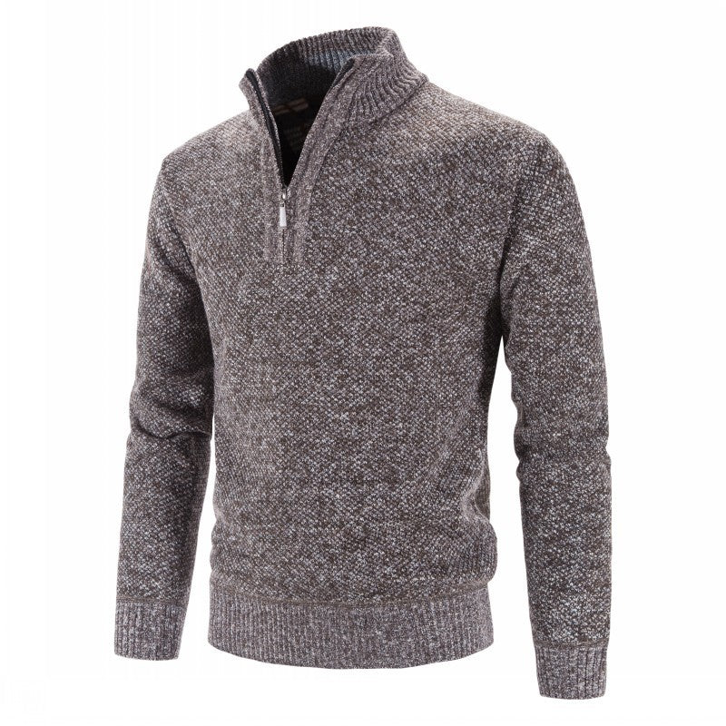 Herren modischer Strickpullover mit halbem Reißverschluss und strukturiertem Design EB