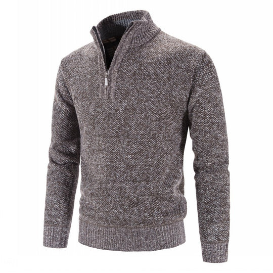 Herren modischer Strickpullover mit halbem Reißverschluss und strukturiertem Design EB