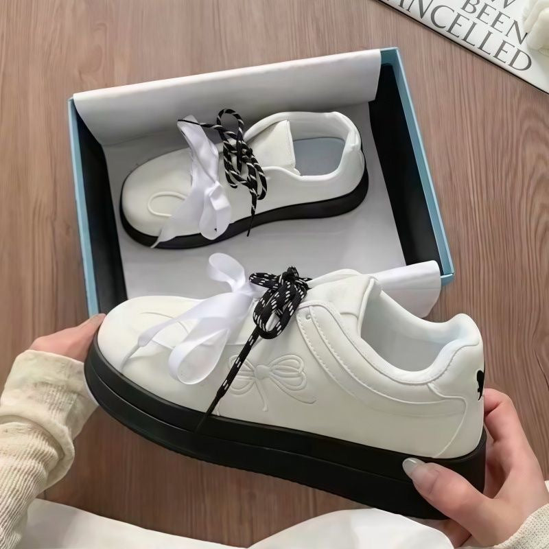 Damen Komfortable Sneakers mit verspieltem Schleifen-Design EB