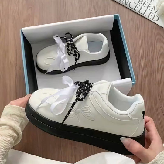 Damen Komfortable Sneakers mit verspieltem Schleifen-Design EB