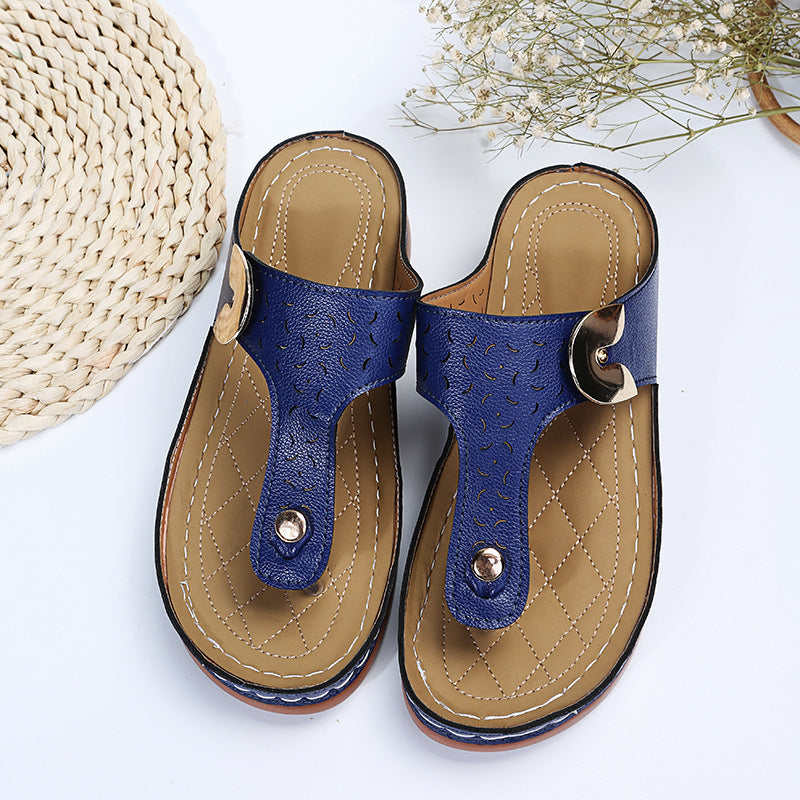 Damen Bequeme Zehentrenner-Sandalen mit verstellbarem Riemen und gepolsterter Sohle EB