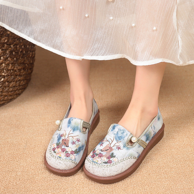 Damen modische Hausschuhe mit stilvollem Blumenornament und elastischem Gummizug EB