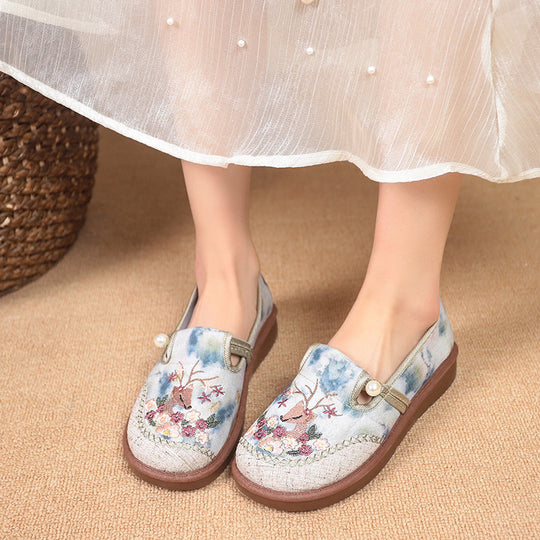 Damen modische Hausschuhe mit stilvollem Blumenornament und elastischem Gummizug EB