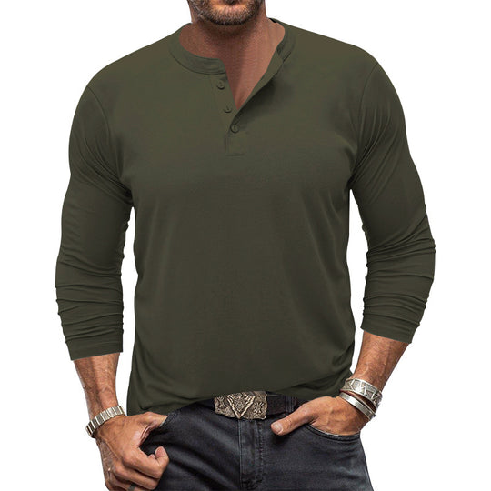 Herren Langarm-Henley-Shirt mit praktischem Knopfdesign EB