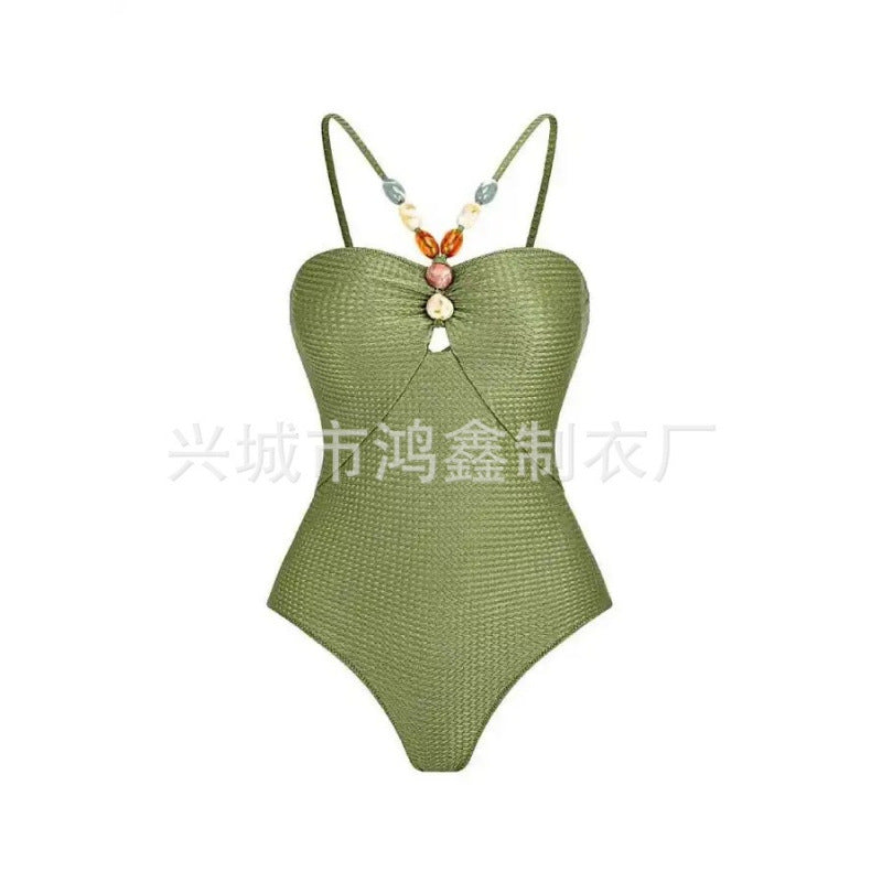 Damen Bandeau-Badeanzug mit asymmetrischem Rock EB
